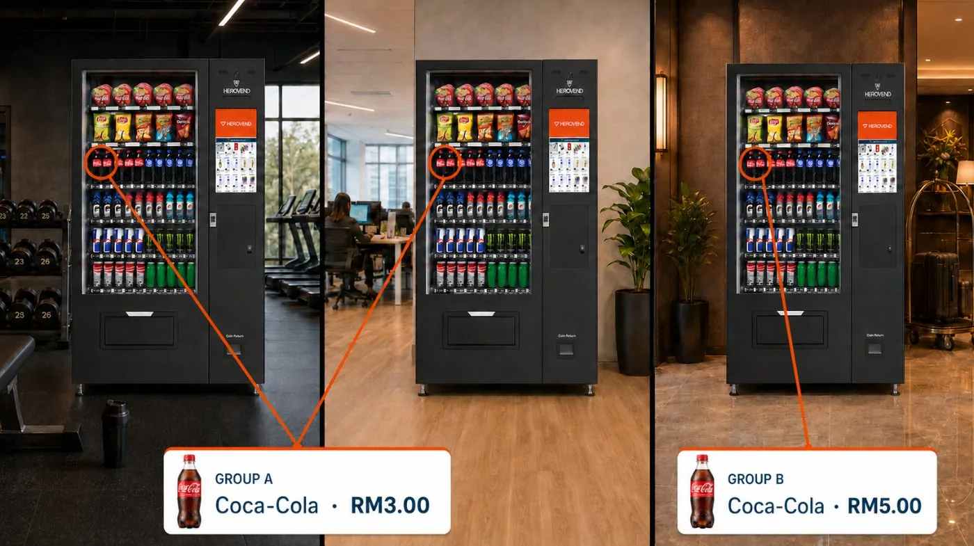 Machine groupings: same product, different price per location group